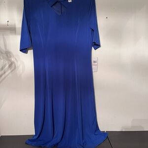London Times Blue 3/4 Sleeve Mock Neck Dress